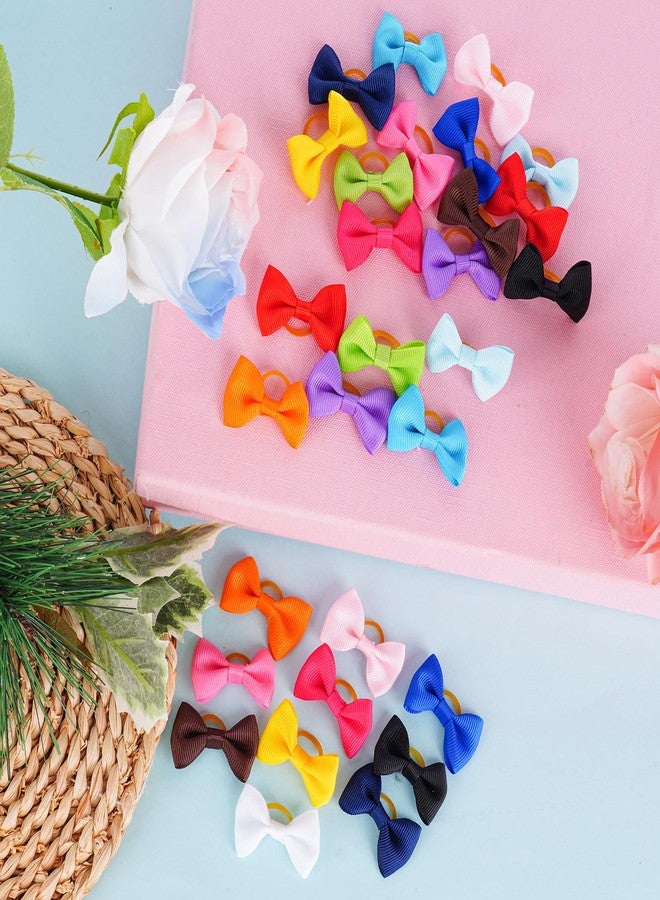 Fengek Adjustable Pet Bows Set - 15 Dog & Cat Neckties Bow Ties Collars with 30 Dog Mini Hair Bows with Rubber Bands, 15 Colors - Image 4
